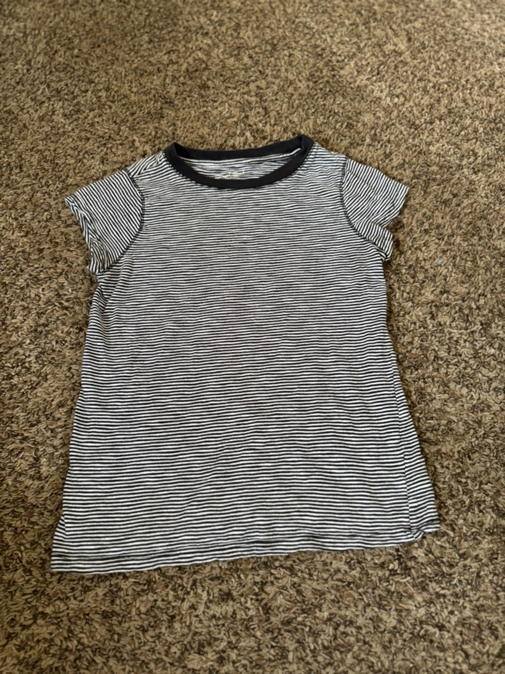 Universal Thread Black and White Striped Short Sleeve Tee with Black Trim